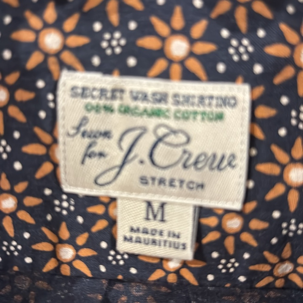 J. Crew Navy Button-Down Shirt with Tan Floral Print - Picture 5 of 10